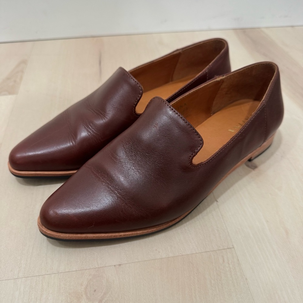 Leather Slip-On Loafers in Dark Brown - Women